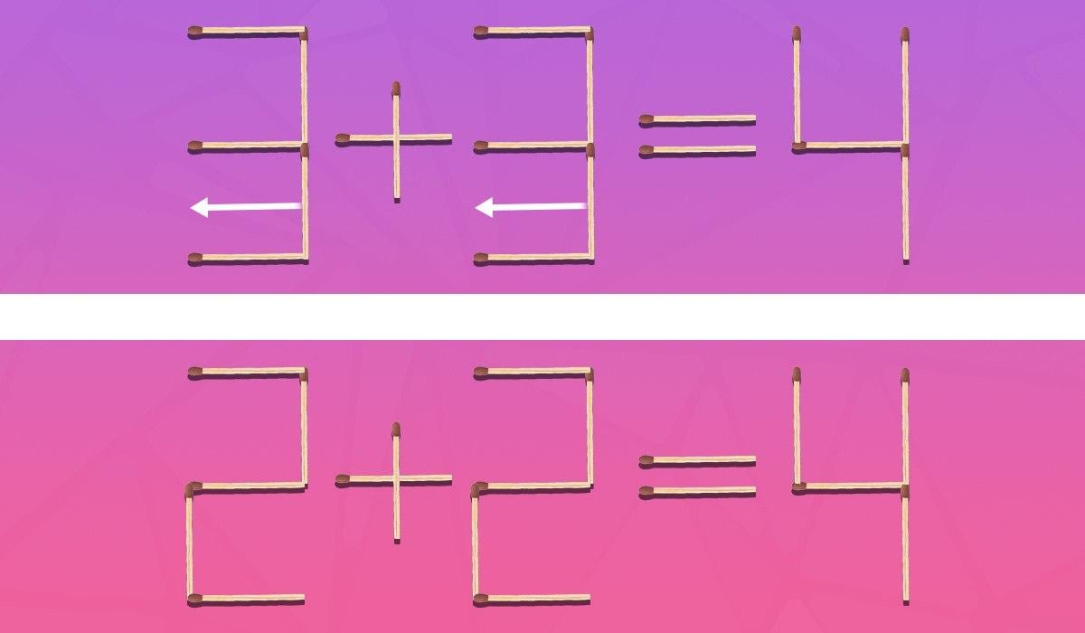 Ktoré dve zápalky sa musia presunúť, aby sa opravila chyba: rýchly inteligenčný test