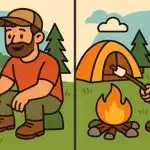 IQ test: nájdite 3 rozdiely na obrázku muža pri ohni