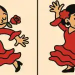 IQ test: nájdite 3 rozdiely na obrázku tancujúceho dievčaťa za